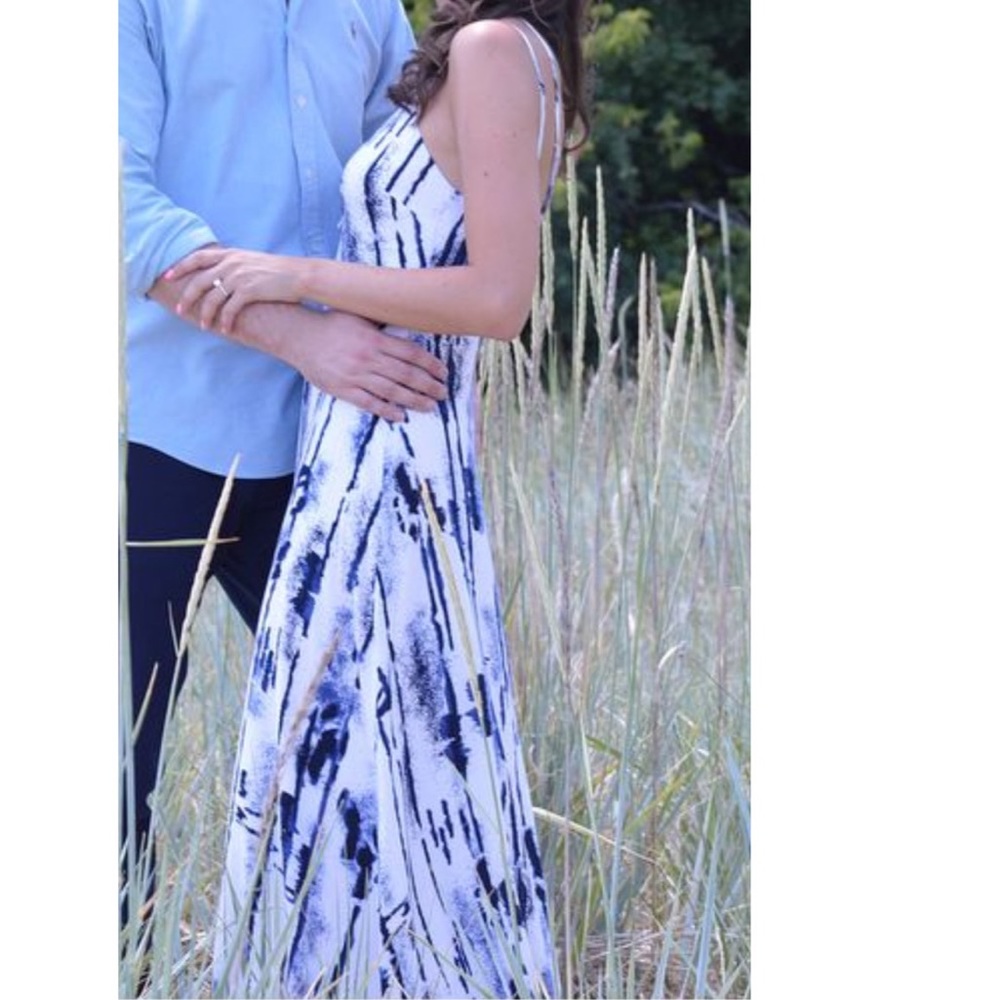 Blue and white maxi dress
